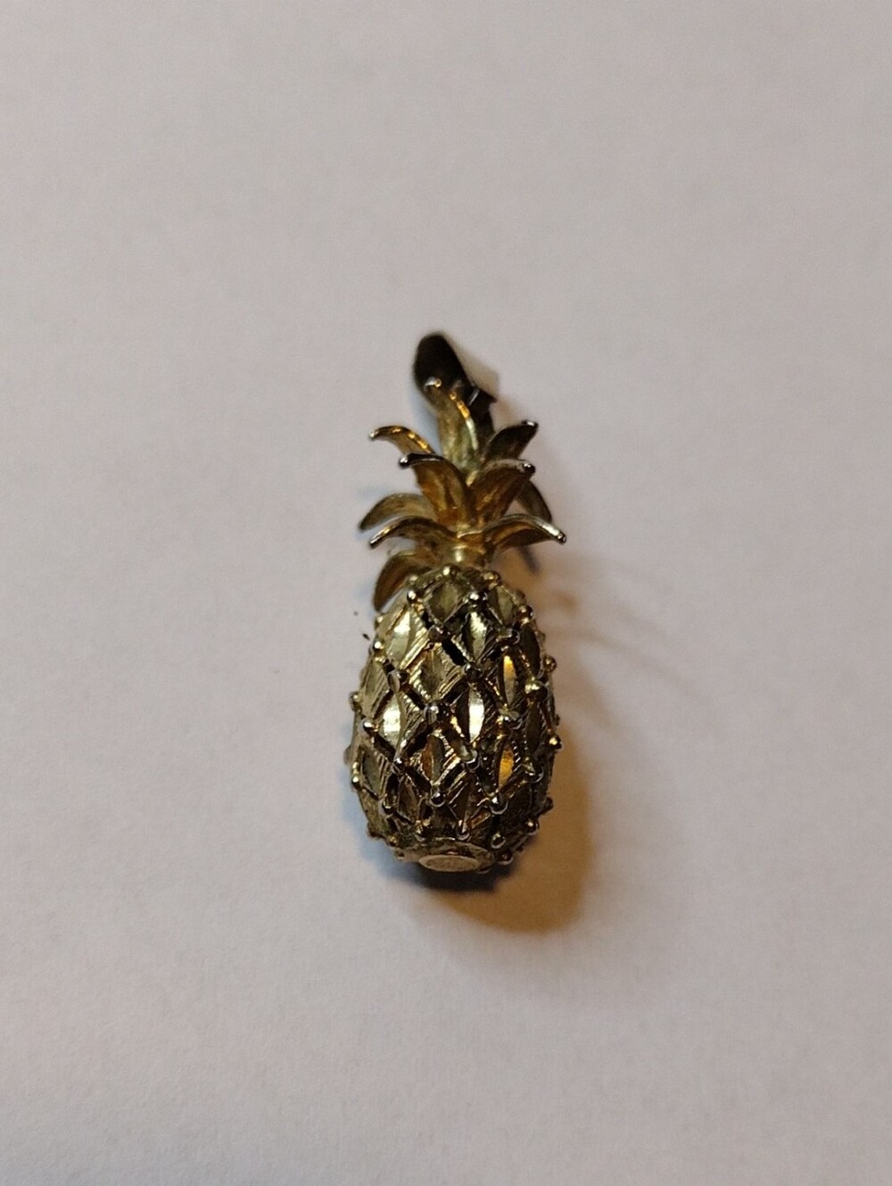Vintage Gold Sterling Silver CREA STER Hawaii Pineapple 3D Charm Pendant Rare
